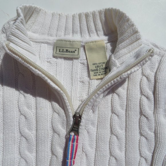 L.L.Bean Sweater 6X-7 cardigan full zip Girls Boys Kids 100% Cotton ll bean - Picture 5 of 12